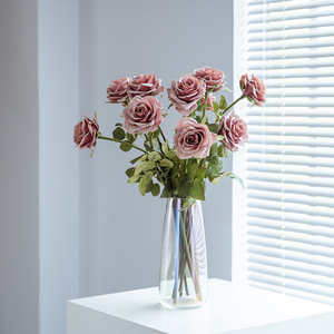 Bouquet de roses artificielles Haiyi, fleurs en soie, 10 cm-30 cm, décoration de la maison, accessoires de mariage - Product Image 1