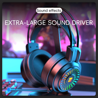 Casque de jeu filaire circum-auriculaire avec son surround, basses profondes, stéréo USB et microphone pour PC, ordinateur portable et joueurs