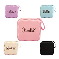 Sac de rangement pour chargeur personnalisé, en cuir PU, tendance, carré, pour voyager, organiseur d'objets de petite taille, pochette compacte pour câbles