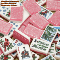 Xingfenglin – Nouvel ensemble de mahjong de luxe personnalisé 160 tuiles gravées, thème ski d'hiver, pour le camping et les sports d'hiver