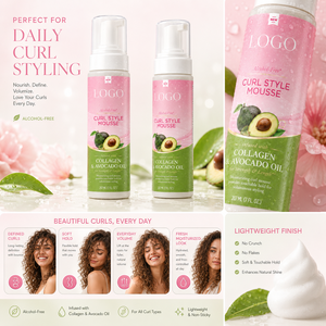Wholesale Alcohol Free Curl Style Mousse Volumizing Hair Styling <b>Foam</b> With Collagen Avocado Oil <b>For</b> Curls 207ml - Product Image 3