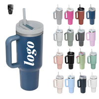 Gobelet isotherme sous vide personnalisé de 40 oz en acier inoxydable, tasse à café de voyage d'extérieur avec poignée et paille, vente en gros