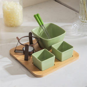 Batterie de cuisine de restaurant domestique de haute qualité <span class=keywords><strong>fondue</strong></span> en céramique au <span class=keywords><strong>chocolat</strong></span> avec plat - Product Image 4