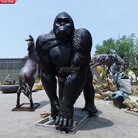 Statue de gorille en Bronze taille réelle, Sculpture de singe en plein air, jardin