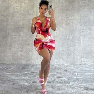 <span class=keywords><strong>HANO</strong></span> mujeres sexy Halter mini vestido estampado - Product Image 3