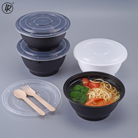 Usine de 36oz Boîte à lunch à emporter en plastique jetable noire sans Bpa Récipient alimentaire en plastique Bol à nouilles avec couvercle