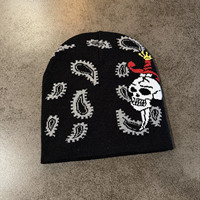Nouveau bonnet en tricot jacquard Y2K avec motif de crâne, sans revers, chaud pour l'hiver, streetwear pour hommes et femmes