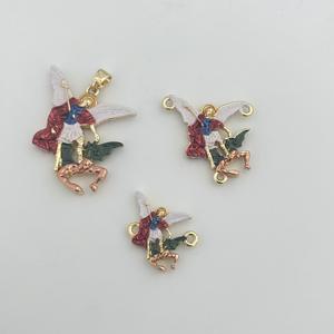 Pendentif en émail personnalisé à deux faces, Saint Michel Archange, plaqué or, charme religieux d'ange pour la fabrication de colliers et de bracelets, accessoire - Product Image 4