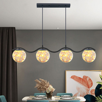 Beau salon blanc laiteux 4 têtes suspension en verre lampe moderne minimaliste salle à manger bar ampoules suspension