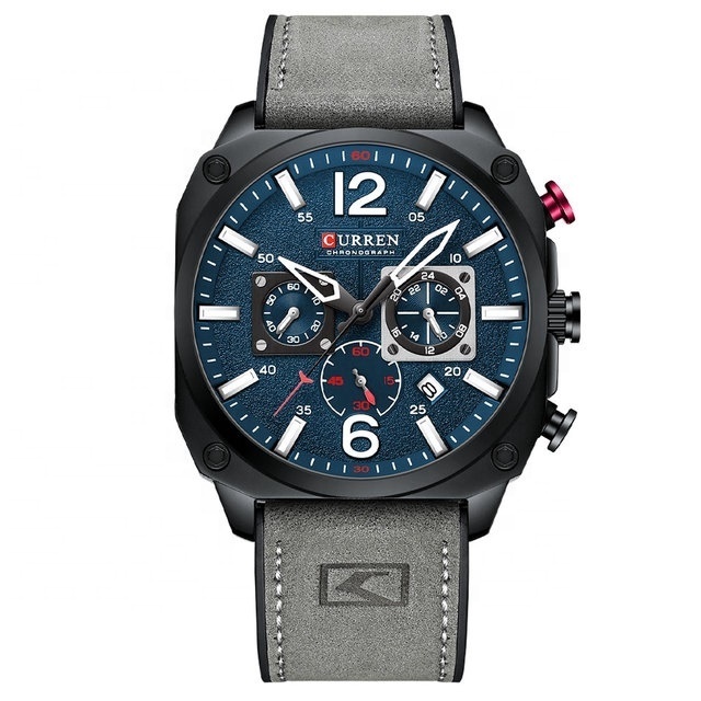 CURREN Brand Luxury Men Quartz Luminous Chronograph Leather Sports Watch