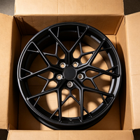 Rueda de Aleación Forjada Negra Personalizada para Autos, 5x114.3 5x112 5x130 5x120, Rin de Carreras de 17 18 19 20 Pulgadas, Diseño de Malla, para Autos de Pasajeros