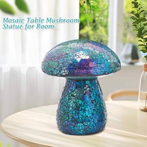 VCUTEKA Figurine en verre champignon mosaïque bleue fabriquée à la main, ornement de jardin autoportant pour une utilisation intérieure/extérieure - Product Image 3