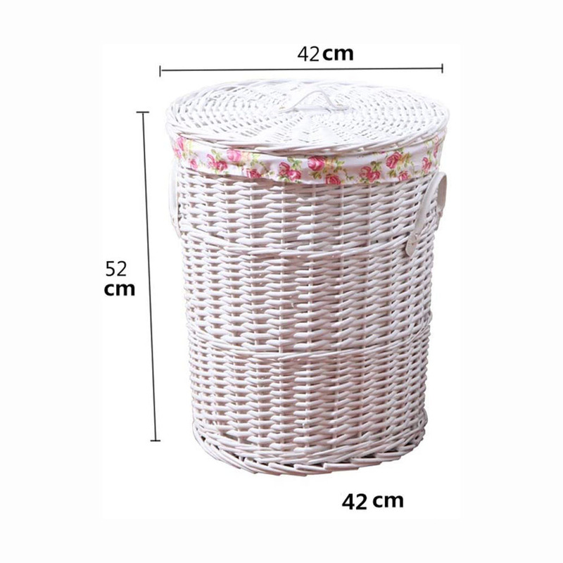 Grey Wicker Storage Basket with Lid
