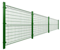 Clôture de jardin incurvée 3D en métal galvanisé vert foncé, best-seller, avec poteaux carrés pour chantier – Résistante à la corrosion