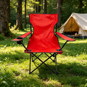 Fauteuil de camping d'extérieur pliable portable avec dossier vert 80x50x80cm pour la plage, la pêche et les loisirs - Product Image 3