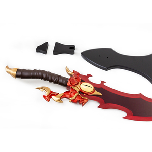 Espada curva roja de 63 cm estilo Solo Eye con base, mango negro, para cosplay y juegos. - Product Image 5