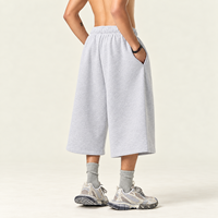 Pantalon de survêtement Capri large en molleton mélangé de coton pour homme, coupe droite, style streetwear, faible MOQ, en gros, stock prêt, pas cher
