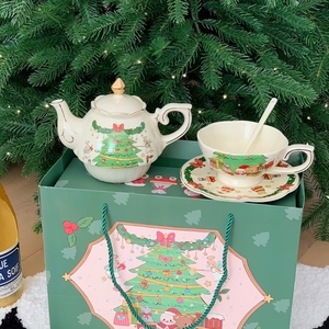 Lelyi carino cartone animato dipinto a mano tazza di caffè e piattino per natale vaso di ceramica di alto valore creativo stile fresco - Product Image 6