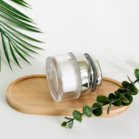 Pot cosmétique en Lucite 30g 50g à double paroi, ensemble d'urnes cosmétiques avec couvercle chromé argenté, pot de beauté vide, récipient de soin en vrac