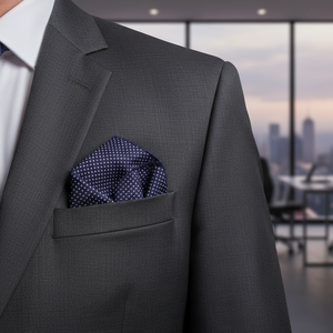 <b>Navy</b> Blue Plus Patterned Cotton Neckerchief Printed Suit Jacket <b>Accessory</b> - Product Image 3
