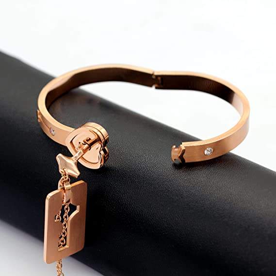 Stainless Steel Heart Lock Bracelet Real Key Necklace