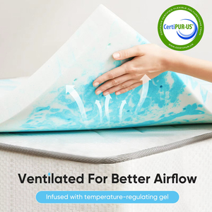 2 inch 3 inch thông gió Bộ nhớ bọt Nệm Topper, làm mát Gel truyền, certipur-chúng tôi chứng nhận, ký túc xá yếu tố cần thiết, Nữ Hoàng - Product Image 2