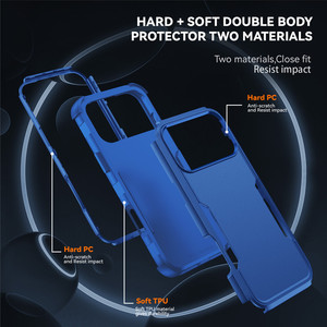 For iPhone 17 <strong>Pro</strong> <strong>Max</strong> 16 15 14 13 12 Heavy Duty Three Layer Phone <strong>Case</strong> Hard PC+Soft TPU 3 in 1 Shockproof Phone Protective Cover - Product Image 4