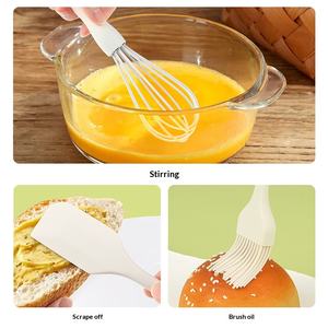 Lot de 3 ustensiles de cuisson en silicone non électriques pour la pâtisserie : spatule à gâteau, racloir, fouet de cuisine et pinceau à huile pour barbecue - Product Image 4