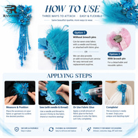 Broche à pampilles multicolores en plumes et strass faites à la main Rayo, patchs floraux en strass pour la décoration de costumes de mariage et de fête