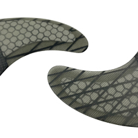 Ailerons de surf en fibre de carbone gris double languette en gros, ailerons de surf G3 Tri-set