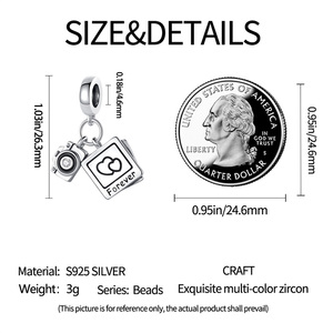 Breloques pendentifs style tourisme, avion, bagage, appareil photo, en cuivre plaqué argent, pour bracelets DIY, directement <span class=keywords><strong>de</strong></span> l'usine <span class=keywords><strong>de</strong></span> bijoux - Product Image 2
