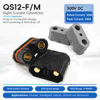 Konektor Anti-Spark QS12-S 15Ohm 250A 500V Berlapis Emas Tembaga Male Female Plug Baterai Daya UAV E-Bike Energi Nilon Persegi Panjang