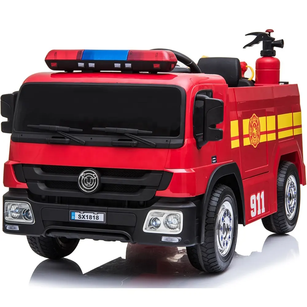 Детский Электрический пожарный автомобиль 12 В, игрушечный автомобиль для ребенка с дистанционным управлением