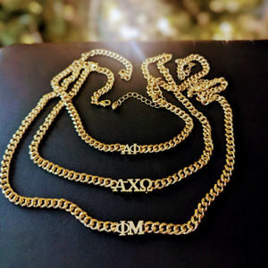 Jietao gruppi di confraternite personalizzate collana in acciaio inox greco lettera cordolo catena <span class=keywords><strong>oro</strong></span> placcato regalo di moda per le sorelle appannare gratis - Product Image 5