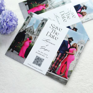 Aimant de réfrigérateur personnalisé Save the Date Card avec calendrier Lieu Photo Impression Tampon à chaud Feuille d'or Enveloppe de police - Product Image 1