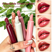 Baume à lèvres végétalien sans cruauté animale, polypeptide, hydratant, brillant et teinté, OEM, marque privée