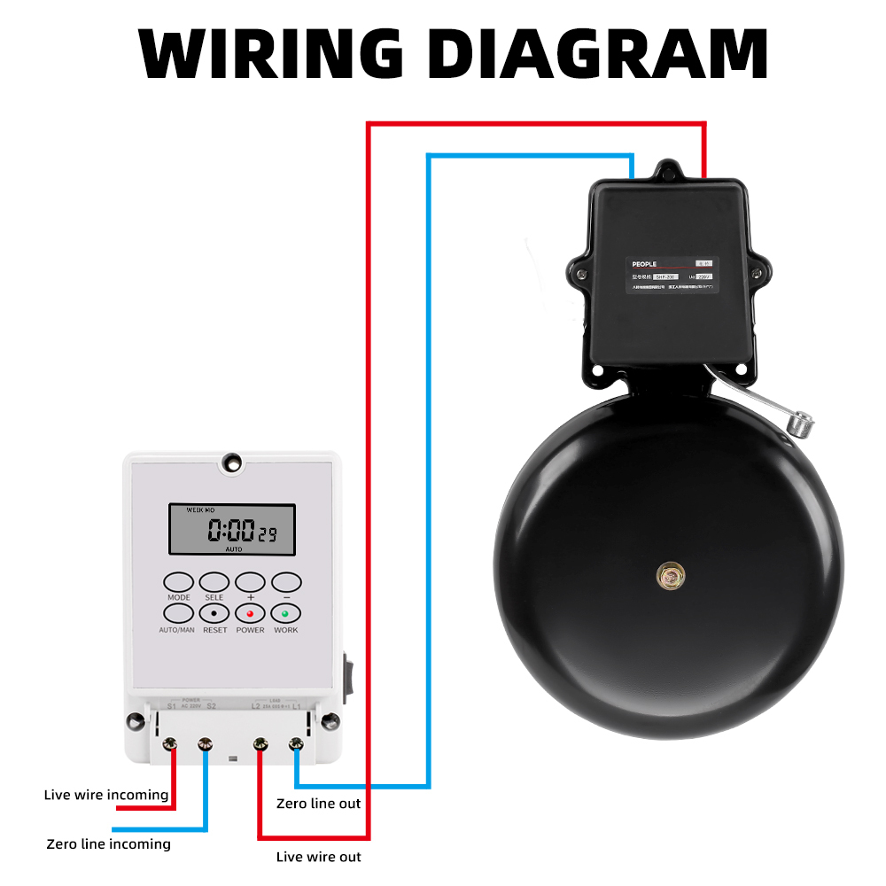 ZYT08 Auto Bell Ring Timer Controller – 220V, 80 Rings/Day, With 10″ Bell, For Schools & Workshops