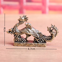 1 pièce Phénix en laiton, objet ancien rétro porte-bonheur, artisanat de sculpture sur cuivre, décoration pour la maison, figurine de thé en cuivre, ornements en cuivre