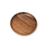 Vente en Gros de Vaisselle en Bois, Ensemble d'Assiettes Rondes en Bois d'Acacia pour Dîner, Service de Plats en Bois pour Desserts et Entrées, Idéal pour Fêtes et Restaurants