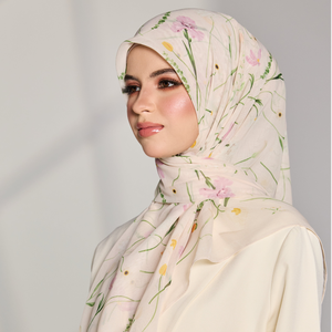 Malaisie Bawal Premium Voile de coton imprimé foulard carré imprimé floral Hijab pour les femmes musulmanes châles traditionnels d'été - Product Image 2
