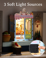 Rompecabezas 3D de Madera Educativo y de Bricolaje, Kit de Rincón de Lectura con Diseño de Panadería y Ositos, Regalo para Amantes de la Gastronomía