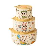 Keramik Cartoon Shin Chan Dreistufige 4-Fach Mikrowellengeeignete Frischhaltedose mit Deckel Obst Bento-Box