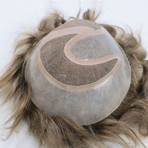 Usine directement frêne blond peau fine postiche pour hommes postiche mono dentelle hommes remplacement du système de cheveux - Product Image 6