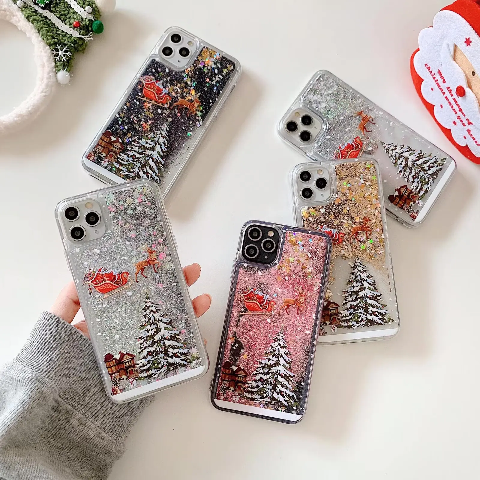 Merry Christmas Dynamic Quicksand Glitter Xmas Phone Case Cute Cases For iPhone online data typing jobs from home