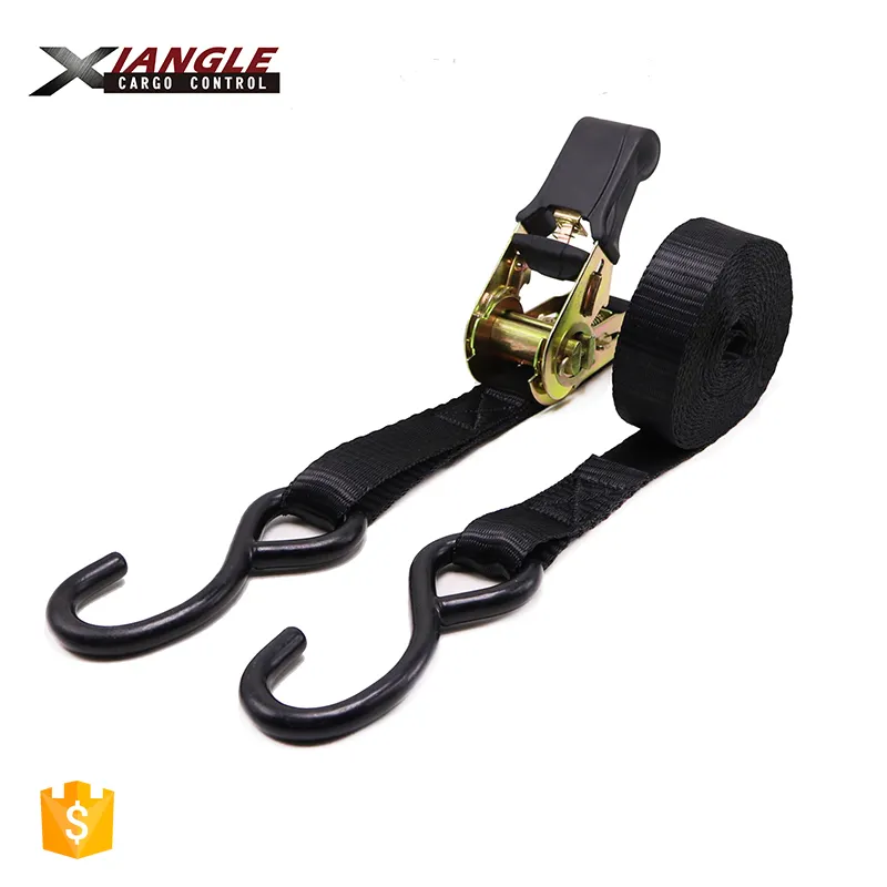 Heavy duty 1" 2.5cm ratchet belt buckle cargo lashing belts tie down 1500lbs car roof strap set luggage strap