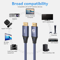 Cable trenzado 16K DP a DP Compatible con FreeSync G-Sync Gaming Monitor PC Soporte 40Gbps UL Listed DisplayPort 2,1 Cable