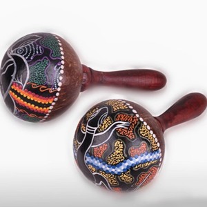 Maraca en Coque de Noix de Coco Professionnel, Instrument de Percussion à Main, Balle de Sable Rythmique, Matériau Écologique en Bois Peint, pour Accompagnement Musical Folklorique - Product Image 2