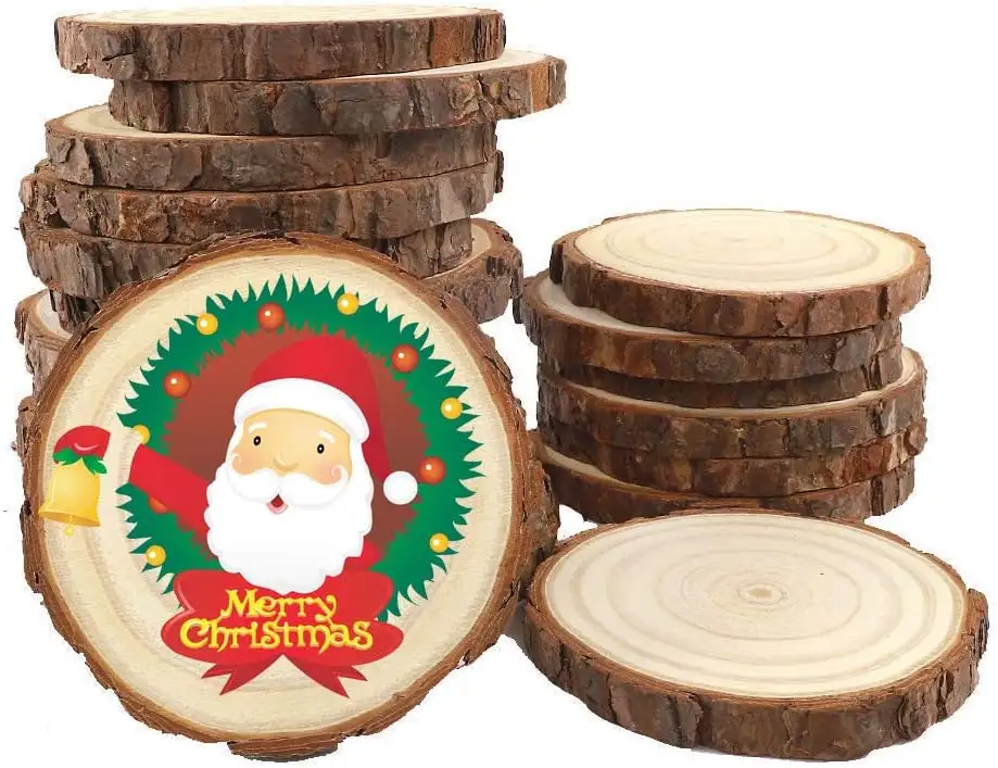Натуральные деревянные ломтики-экологически чистые Незаконченные деревянные круги для искусства, деревянные ломтики, рождественские украшения, поделки, поделки