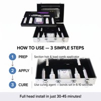 Kit d'outils professionnels pour extensions de cheveux Remy péruviens avec colle à froid, système de pose à froid 10D et applicateur pour coiffeur de cheveux humains bruts