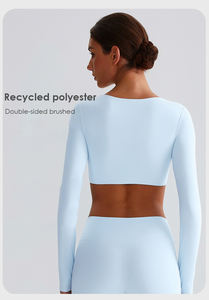 Chemises de sport durables, coupe régulière, respirantes, légères, à séchage rapide, sexy, décontractées, à manches longues, crop tops, trous <span class=keywords><strong>pour</strong></span> les pouces - Product Image 2